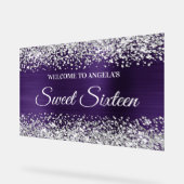 シルバーグリッターダークバイオレットフォイルSweet sixteen アクリルサイン (傾斜)