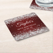シルバーグリッターダークレッド40歳の誕生日 スクエアペーパーコースター (アングル)