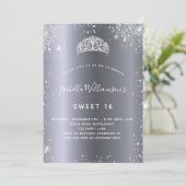 シルバーグリッターティアラクラウンスウィート16 招待状 (スタンド正面)