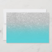 シルバーグリッターティール(緑がかった色)グラデーションフォトスウィート16 招待状 (裏面)