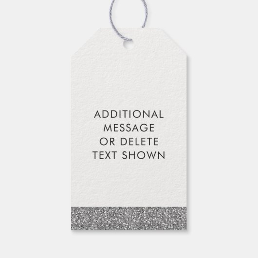 シルバーグリッターティール（緑がかった色）ブルーサンキューユーメッセージカード ギフトタグ (裏面)