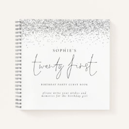 シルバーグリッターティーン誕生日ゲストブック ノートブック
