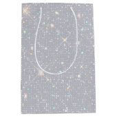 シルバーグリッターテクスチャホワイトダイヤきらめくモンド ミディアムペーパーバッグ (正面)