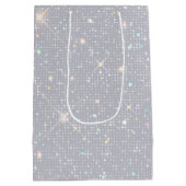 シルバーグリッターテクスチャホワイトダイヤきらめくモンド ミディアムペーパーバッグ (裏面)