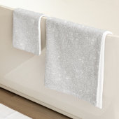 シルバーグリッターテクスチャ白きらめく光沢 バスタオルセット
