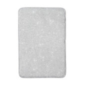 シルバーグリッターテクスチャ白きらめく光沢 バスマット (正面縦)
