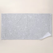 シルバーグリッターテクスチャ白きらめく光沢 ビーチタオル (正面)