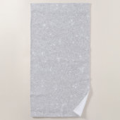 シルバーグリッターテクスチャ白きらめく光沢 ビーチタオル (正面)