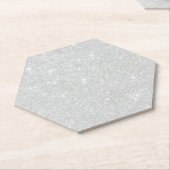 シルバーグリッターテクスチャ白きらめく光沢 ペーパーコースター (アングル)