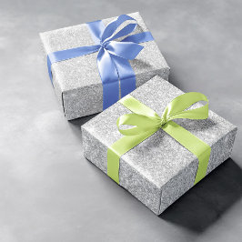 シルバーグリッターテクスチャ白きらめく光沢 ラッピングペーパー