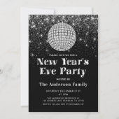 シルバーグリッターディスコボール大晦日パーティー 招待状 (正面)