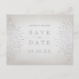 シルバーグリッターデコヴィンテージ結婚式の日付を保存 案内ポストカード