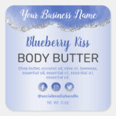 シルバーグリッタートリムブルー瑪瑙の製品ラベル スクエアシール (正面)