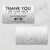 シルバーグリッタートレンディーサロンサンキューユー 名刺 (正面/裏面)