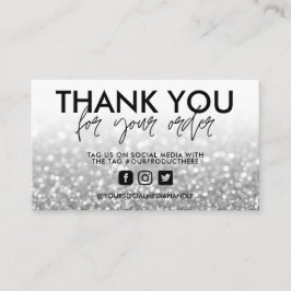 シルバーグリッタートレンディーサロンサンキューユー 名刺