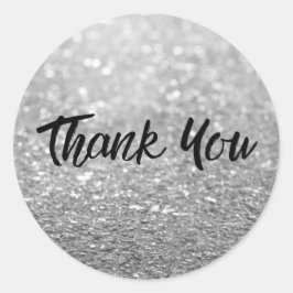 シルバーグリッタートレンディーサンキュー ラウンドシール
