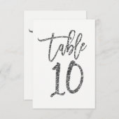 シルバーグリッタートレンディースクリプトテーブル番号10 Ten 招待状 (正面/裏面)