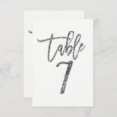 シルバーグリッタートレンディーモダンスクリプトテーブル番号7 招待状 (正面/裏面)