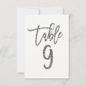 シルバーグリッタートレンディーモダンスクリプトテーブル番号9 招待状 (裏面)