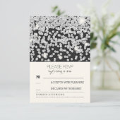シルバーグリッタードットヴィンテージ結婚式RSVPカード 出欠カード (スタンド正面)