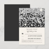 シルバーグリッタードットヴィンテージ結婚式RSVPカード 出欠カード (正面/裏面)