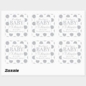 シルバーグリッタードット白ベビーシャワーラベル スクエアシール (シート)