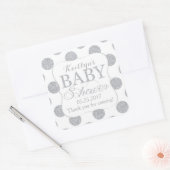 シルバーグリッタードット白ベビーシャワーラベル スクエアシール (封筒)