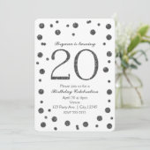 シルバーグリッタードット20歳の誕生日パーティー 招待状 (スタンド正面)