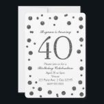シルバーグリッタードット40th 40誕生日パーティー 招待状<br><div class="desc">シルバーグリッタードット40番目40バースデーパーティ招待状。</div>