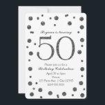 シルバーグリッタードット50th 50誕生日パーティー 招待状<br><div class="desc">シルバーグリッタードット50番目50バースデーパーティ招待状。</div>