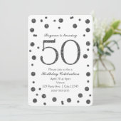 シルバーグリッタードット 50歳の誕生日パーティー 招待状 (スタンド正面)