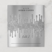 シルバーグリッタードリップウェディングレセプション プレイスカード (外部開封)