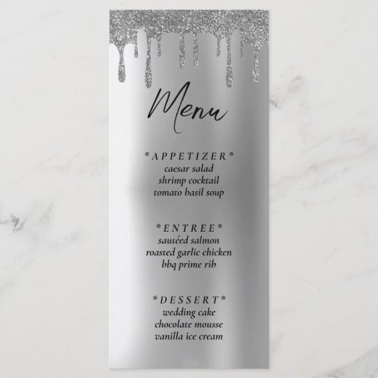 シルバーグリッタードリップウェディングレセプション メニュー (正面)