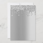 シルバーグリッタードリップエレガントトレンディーモダン結婚の 招待状 (裏面)