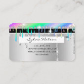 シルバーグリッタードリップクレジットカードのホログラムの名前 名刺 (裏面)