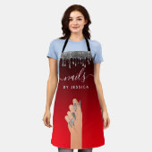 シルバーグリッタードリップグラムネイルアーティスト美しい エプロン (着用した状態)