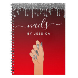 シルバーグリッタードリップグラムネイルアーティスト美しい ノートブック