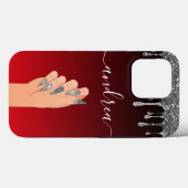 シルバーグリッタードリップグラムネイルアーティスト美しい Case-Mate iPhoneケース (裏面 (横))