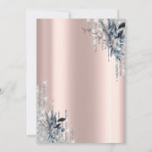 シルバーグリッタードリップスウィンター結婚フラワーズ 招待状 (裏面)