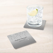 シルバーグリッタードリップスグラムエレガントな結婚式 スクエアペーパーコースター (インサイチュ)