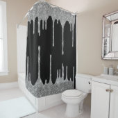 シルバーグリッタードリップスグラムスパークカスタマイズル シャワーカーテン (インサイチュ)