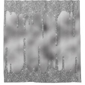 シルバーグリッタードリップスグラムスパークルフォイルメタル シャワーカーテン (正面)