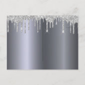 シルバーグリッタードリップスグラムブライダルシャワー招待 ポストカード (裏面)
