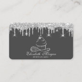 シルバーグリッタードリップスシルバーカップケーキベーカリー 名刺 (正面)