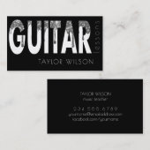 シルバーグリッタードリップススクリプトギター先生 名刺 (正面/裏面)