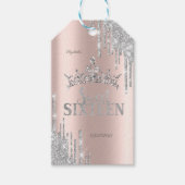 シルバーグリッタードリップスティアラバラ金ゴールドスウィート16 ギフトタグ (正面)