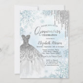 シルバーグリッタードリップスドレススノーフレーク 招待状 (正面)