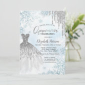 シルバーグリッタードリップスドレススノーフレーク 招待状 (スタンド正面)