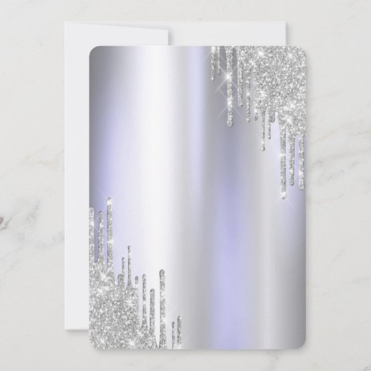 シルバーグリッタードリップスドレスバイオレットキンセニェラ 招待状 (裏面)