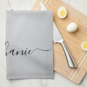 シルバーグリッタードリップスハンドレター名前をカスタムする キッチンタオル (四つ折り)